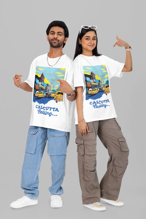 Printed T-Shirt - White - Calcutta Calling (Test)